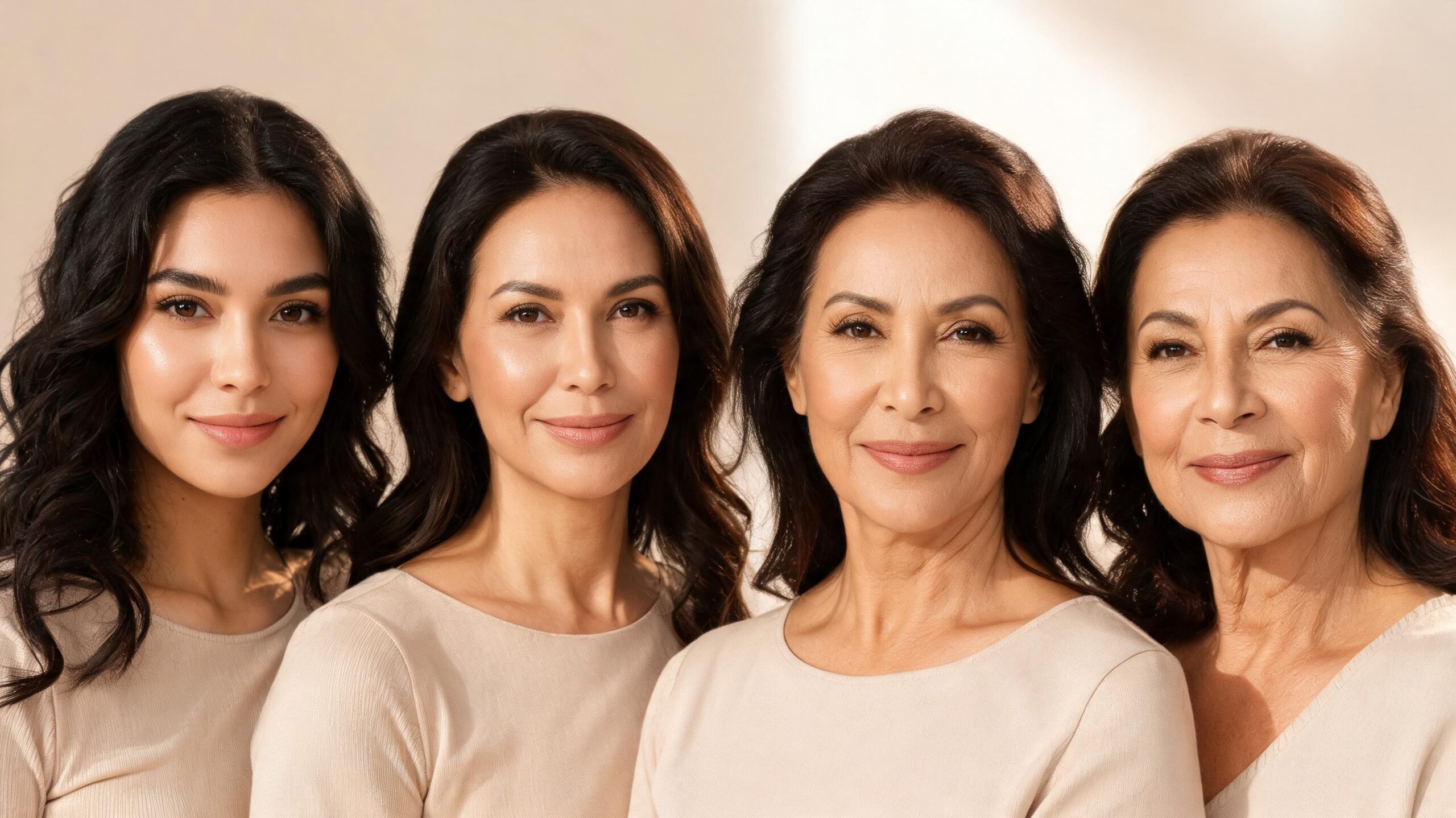 Mujer observando cómo cambia la piel según la edad frente al espejo durante su rutina de skincare